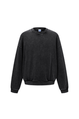 Washed Mock-Neck Sweatshirt in Black – front view