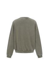 Washed Mock-Neck Sweatshirt in Olive – close-up detail