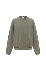 Washed Mock-Neck Sweatshirt in Olive – front view