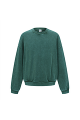 Washed Mock-Neck Sweatshirt in Forest Green – front view