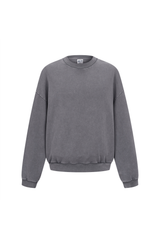 Washed Mock-Neck Sweatshirt in Charcoal – front view