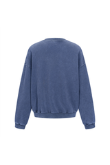 Washed Mock-Neck Sweatshirt in Navy – close-up detail