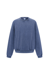 Washed Mock-Neck Sweatshirt in Navy – front view