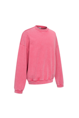 Washed Mock-Neck Sweatshirt in Rose Pink – back view