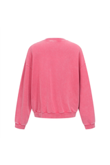 Washed Mock-Neck Sweatshirt in Rose Pink – close-up detail