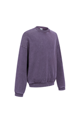 Washed Mock-Neck Sweatshirt in Dark Purple – back view