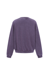 Washed Mock-Neck Sweatshirt in Dark Purple – close-up detail