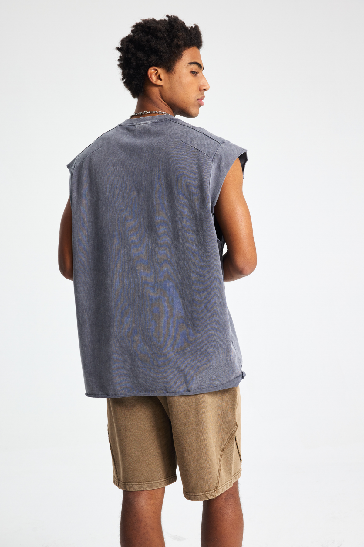 Raw-Edge Washed Sleeveless T-Shirt