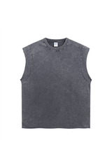 Raw-Edge Washed Sleeveless T-Shirt
