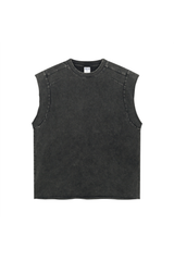 Raw-Edge Washed Sleeveless T-Shirt