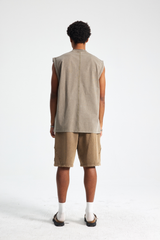 Distressed Stone Wash Sleeveless T-Shirt