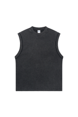 Distressed Stone Wash Sleeveless T-Shirt