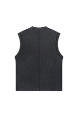 Distressed Stone Wash Sleeveless T-Shirt