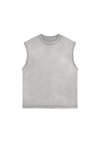 Boxy Raw-Edge Sleeveless T-Shirt in Light Grey – front product view