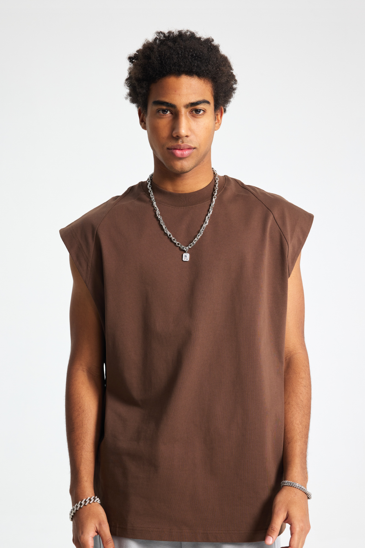 Panelled Oversized Sleeveless T-Shirt