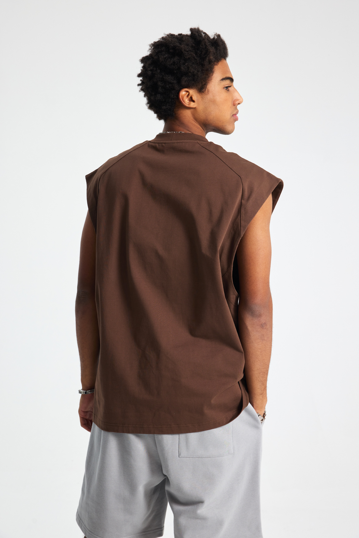 Panelled Oversized Sleeveless T-Shirt