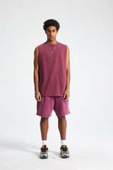 Distressed Raw-Edge Sleeveless T-Shirt