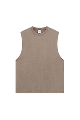 Distressed Raw-Edge Sleeveless T-Shirt