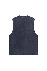 Distressed Raw-Edge Sleeveless T-Shirt