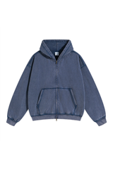 Raw Edge Two-Way Zip Hoodie