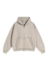 Raw Edge Two-Way Zip Hoodie