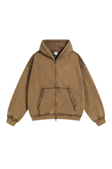 Raw Edge Two-Way Zip Hoodie