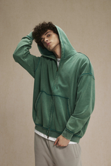 Raw Edge Two-Way Zip Hoodie