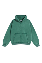 Raw Edge Two-Way Zip Hoodie