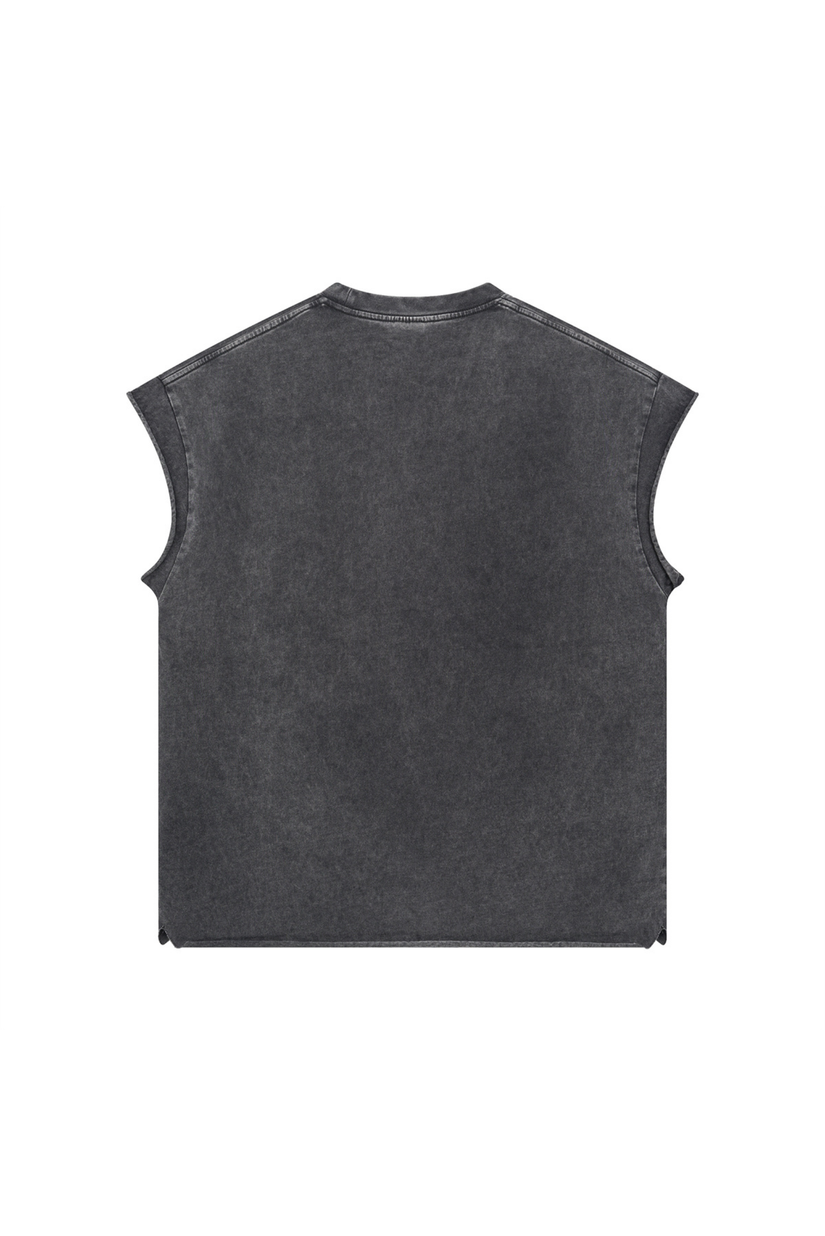 Stone Wash Raw-Edge Sleeveless T-Shirt