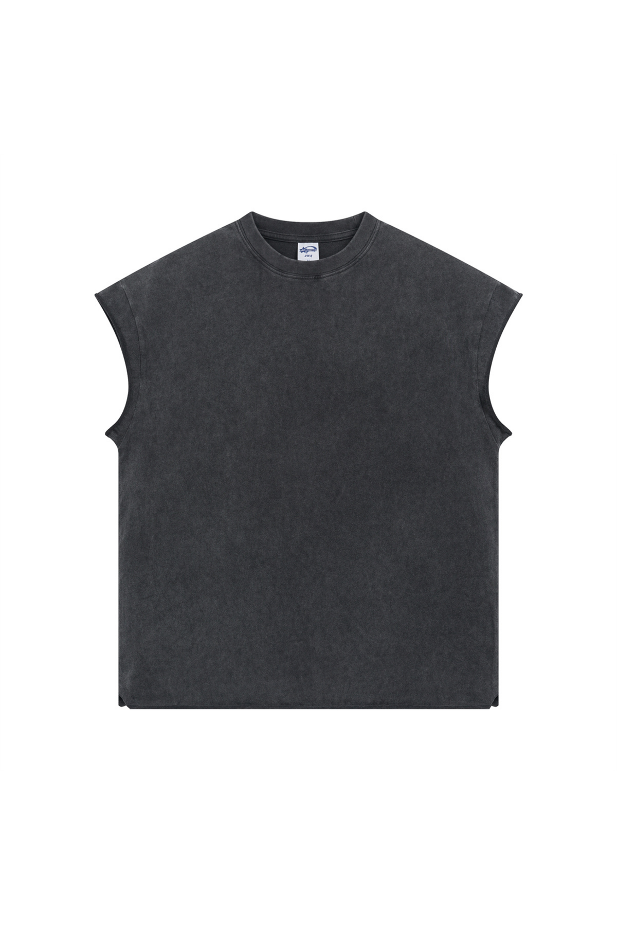 Stone Wash Raw-Edge Sleeveless T-Shirt