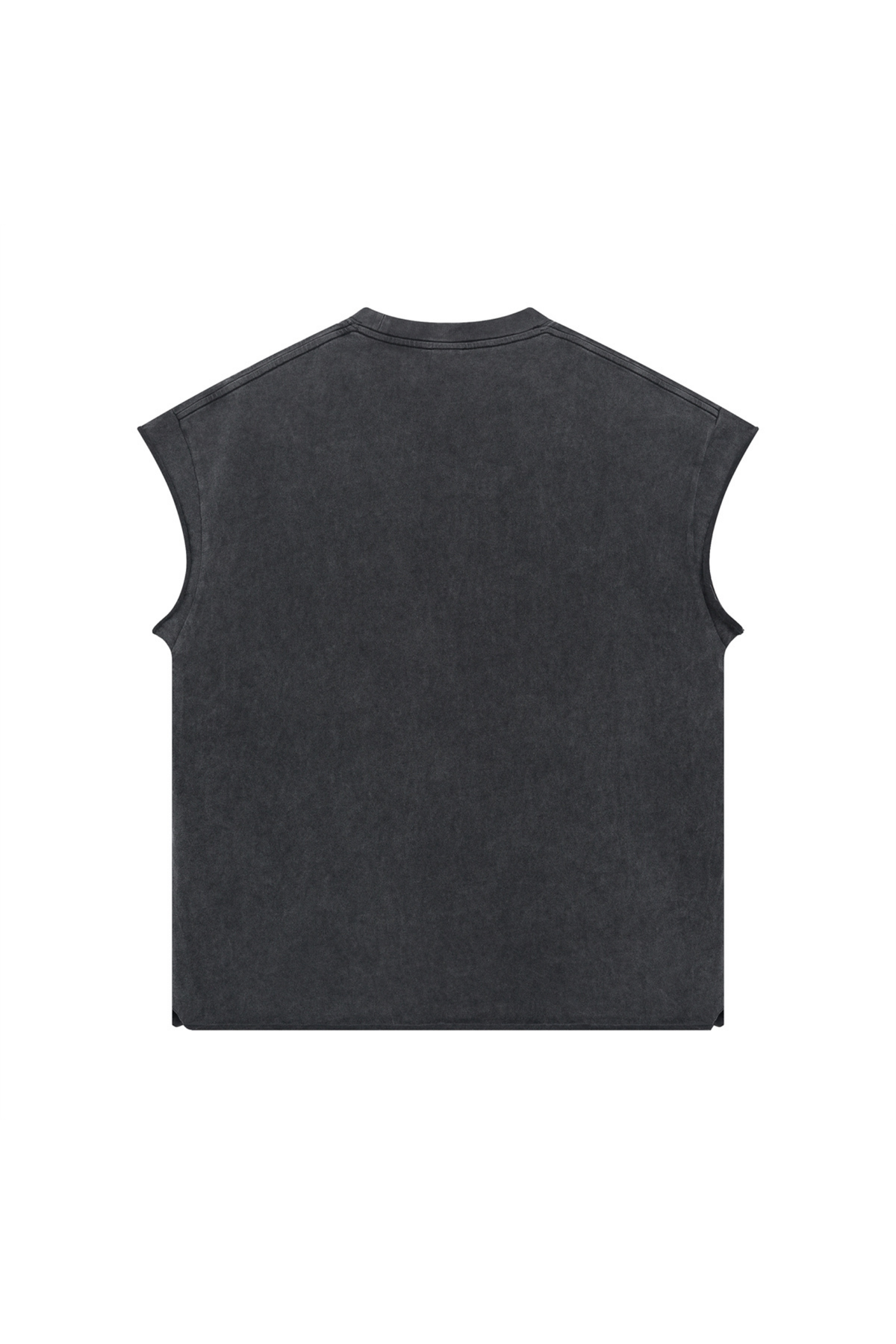 Stone Wash Raw-Edge Sleeveless T-Shirt