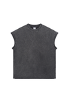 Stone Wash Raw-Edge Sleeveless T-Shirt