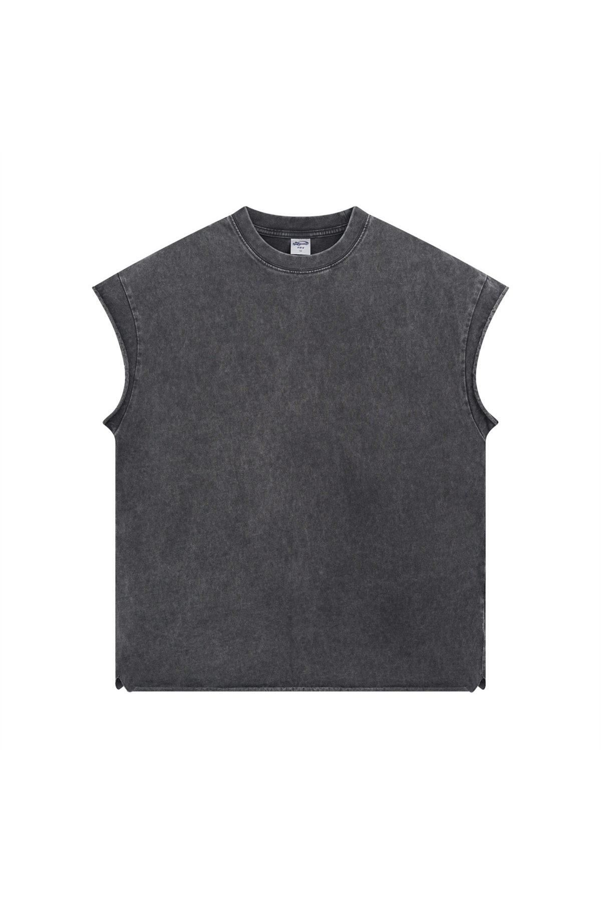 Stone Wash Raw-Edge Sleeveless T-Shirt